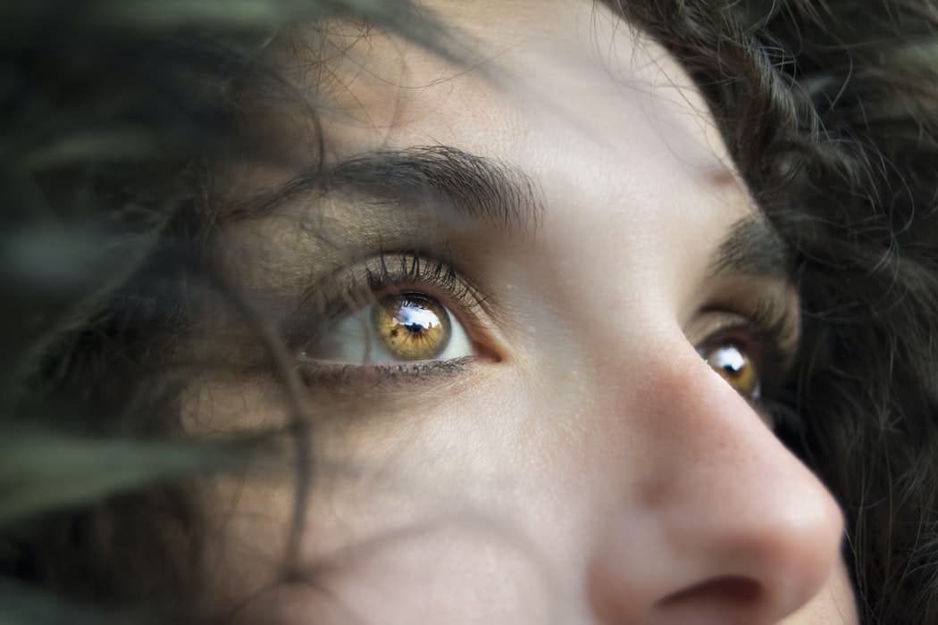 Close-up of a woman's eyes and nose