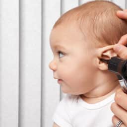 Baby has ear examined