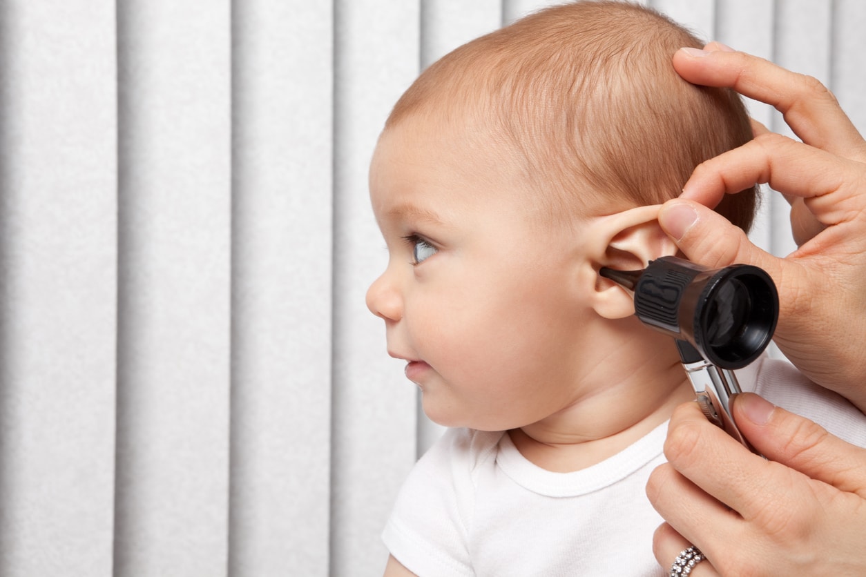 Baby has ear examined